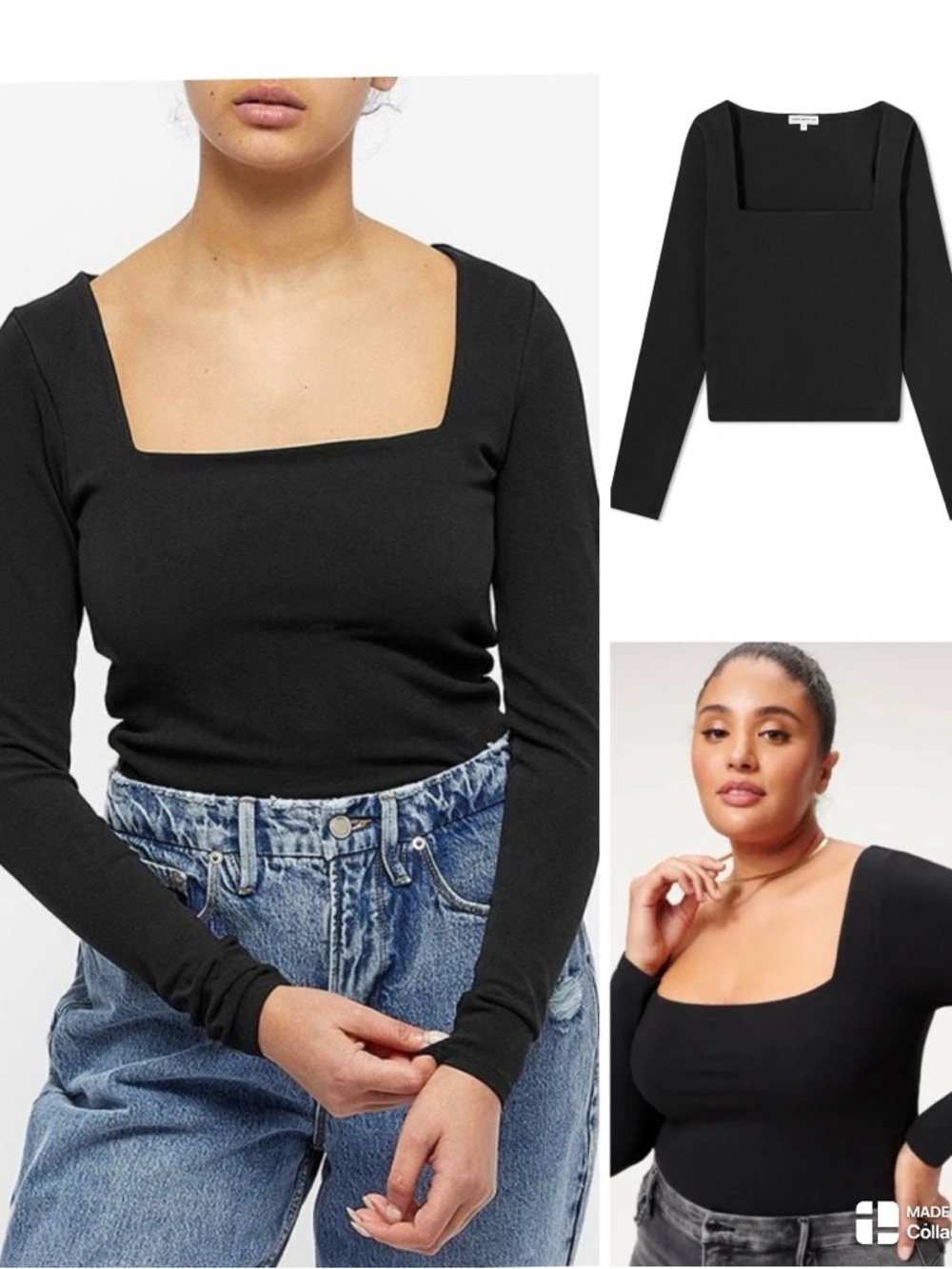 Good American NWT long sleeve square neck shirt